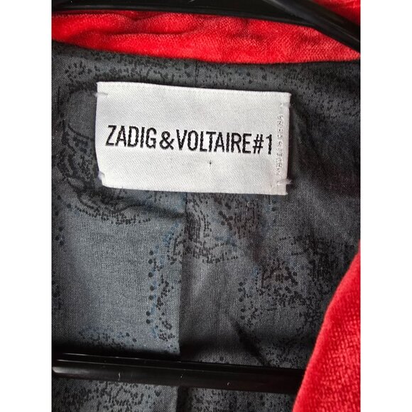 Zadig & Voltaire Womens Red Velvet Vero Blazer 38 Tailored Fit Single Button - Picture 3 of 9